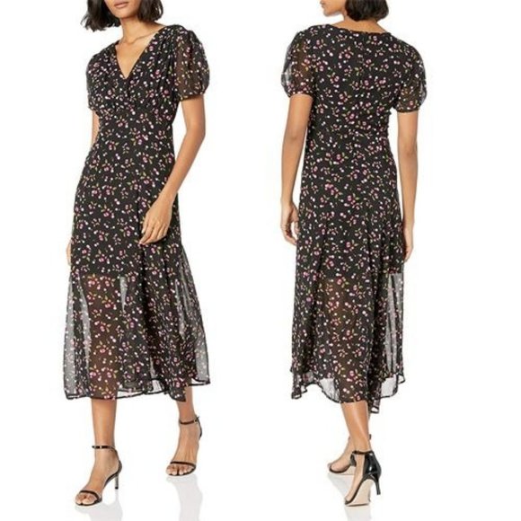 Betsey Johnson Dresses & Skirts - Betsey Johnson Cherry Print Flowy Midi Dress Micro Print Cottage Core Retro 18